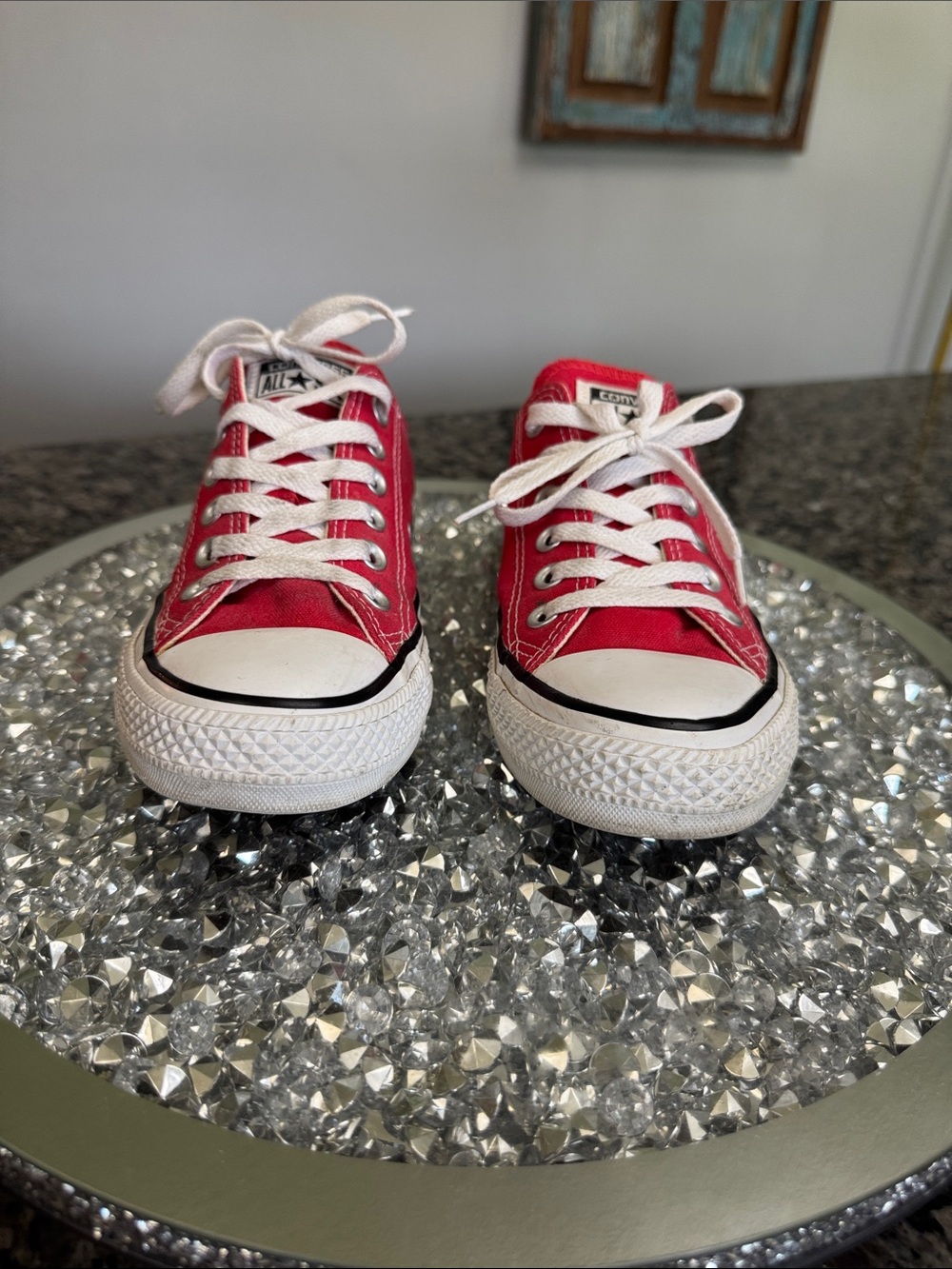 Converse all star Red Low Top canvas Sneakers 7 - Picture 2 of 14